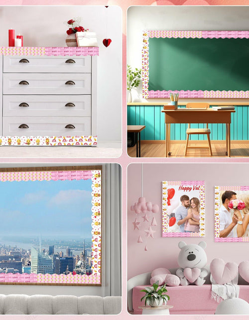 Load image into Gallery viewer, 4 Rolls Valentine’s Day Bulletin Board Borders 131Ft Pink Bee Mine Trim
