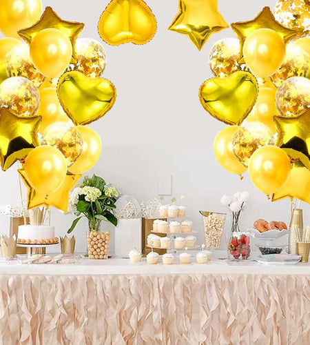 28Pcs Happy Birthday Foil Balloons Star Heart 18" Gold Confetti