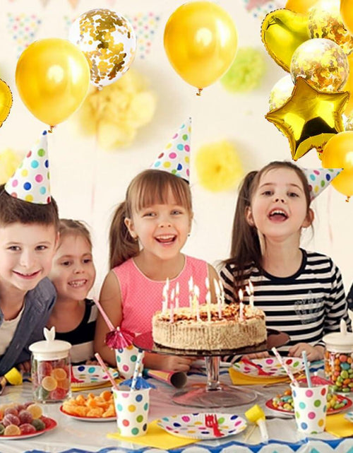 Load image into Gallery viewer, 28Pcs Happy Birthday Foil Balloons Star Heart 18" Gold Confetti
