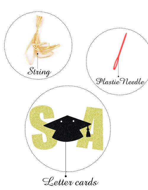 Load image into Gallery viewer, Straight Outta Middle School Banner Glittery Congrats Grad Gold Black
