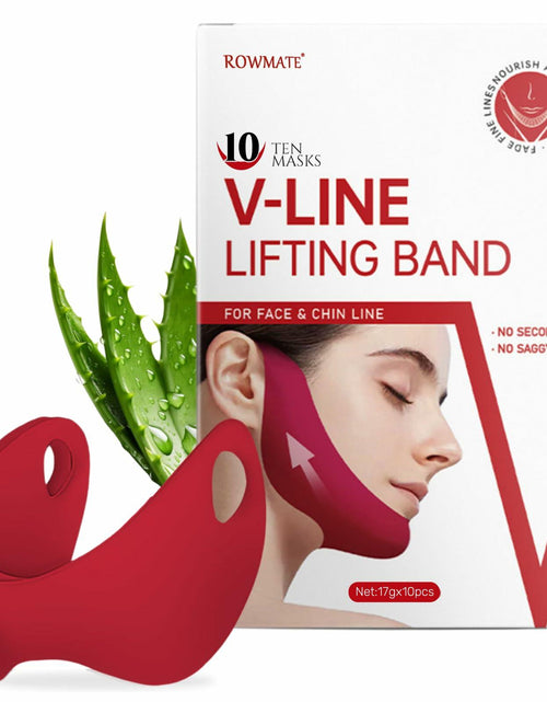 Load image into Gallery viewer, ROWMATE Chin Strap Toning Hydrogel Collagen Mask Hyaluronic Acid Red 10 pcs
