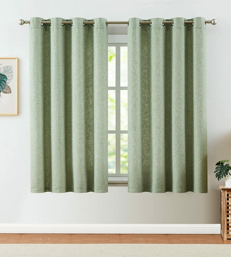 Jinchan Faux Linen Curtains 96” Gray Farmhouse Grommet Light Filtering Set