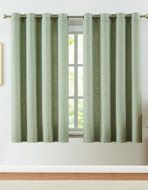 Load image into Gallery viewer, Jinchan Faux Linen Curtains 96” Gray Farmhouse Grommet Light Filtering Set
