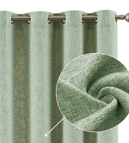 Jinchan Faux Linen Curtains 96” Gray Farmhouse Grommet Light Filtering Set