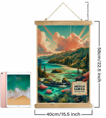 XIAOAIKA American Samoa National Park Travel Poster 16x23 Inches Wooden Frame