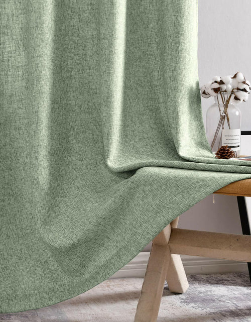Load image into Gallery viewer, Jinchan Faux Linen Curtains 96” Gray Farmhouse Grommet Light Filtering Set
