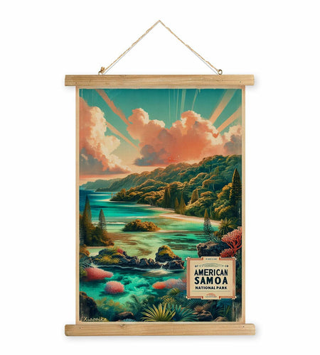 XIAOAIKA American Samoa National Park Travel Poster 16x23 Inches Wooden Frame