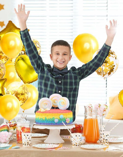 Load image into Gallery viewer, 28Pcs Happy Birthday Foil Balloons Star Heart 18" Gold Confetti
