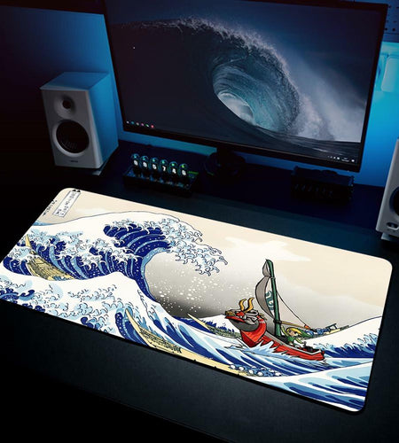 Kanagawa Extended Gaming Mouse Pad Large 31.5x11.8 Inch Non-Slip Rubber