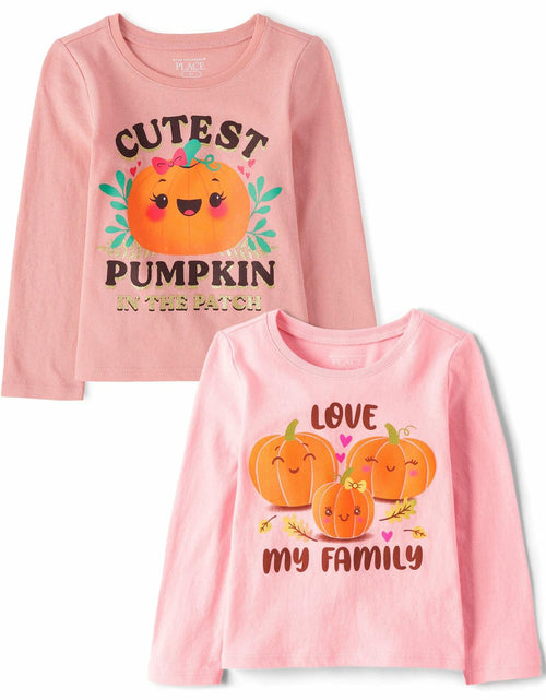 Load image into Gallery viewer, The Children's Place Baby Girls Long Sleeve Graphic TShirts 2Pack Pumpkin 12-18M
