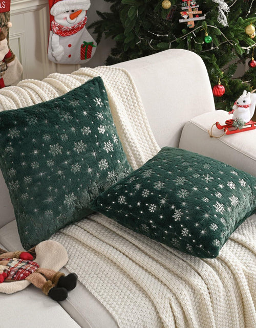 Load image into Gallery viewer, FUTEI Christmas Snowflakes Green Throw Pillow Covers Set of 2 18x18
