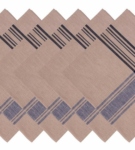 Yourtablecloth Stripe Napkin Set of 6 20x20 Nautical Blue