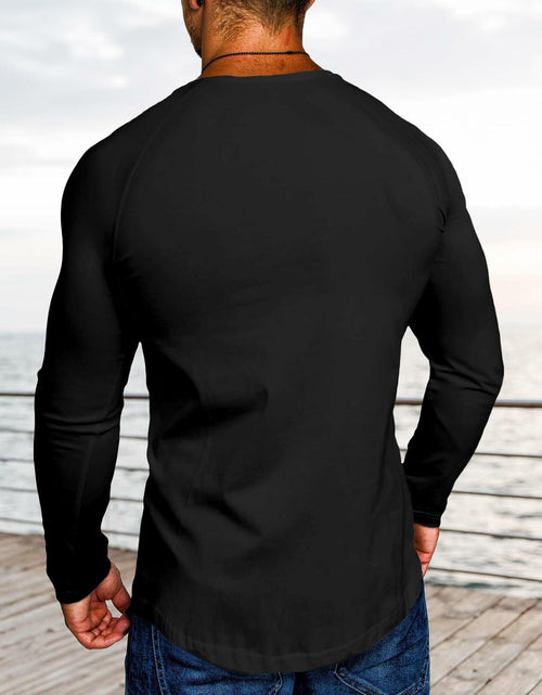 Load image into Gallery viewer, Comdecevis Men's Gym Workout Athletic Long Sleeve T-Shirt Black XL
