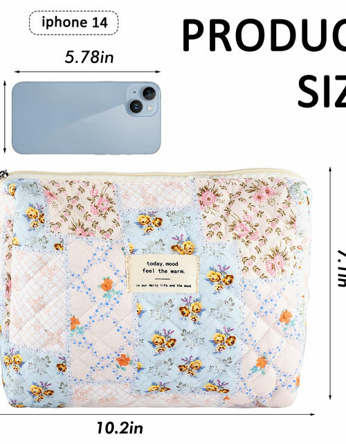 Load image into Gallery viewer, URSKYTOUS Cotton Quilted Large Floral Makeup Bag Flower Portable
