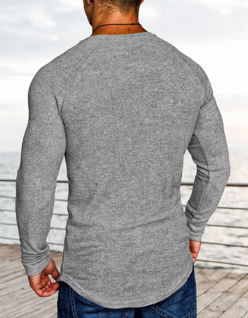 Load image into Gallery viewer, Comdecevis Muscle Big Tall T Shirt Men Gym Workout Long Sleeve Light Grey 3XL
