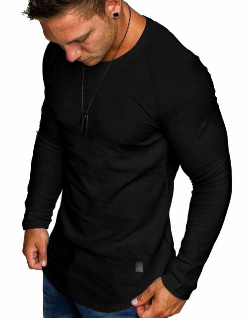 Load image into Gallery viewer, Comdecevis Men's Gym Workout Athletic Long Sleeve T-Shirt Black XL
