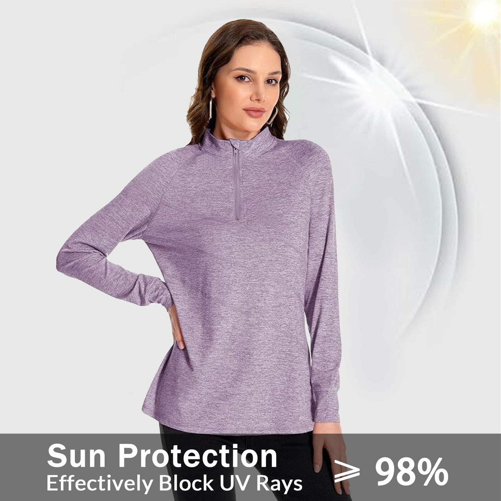 SOUL FLEX Women's 1/4 Zip Long Sleeve Athletic Shirt Deep Purple Size XL