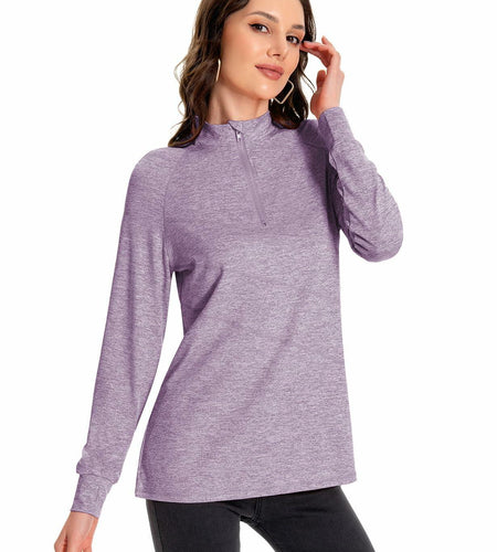 SOUL FLEX Women's 1/4 Zip Long Sleeve Athletic Shirt Deep Purple Size XL