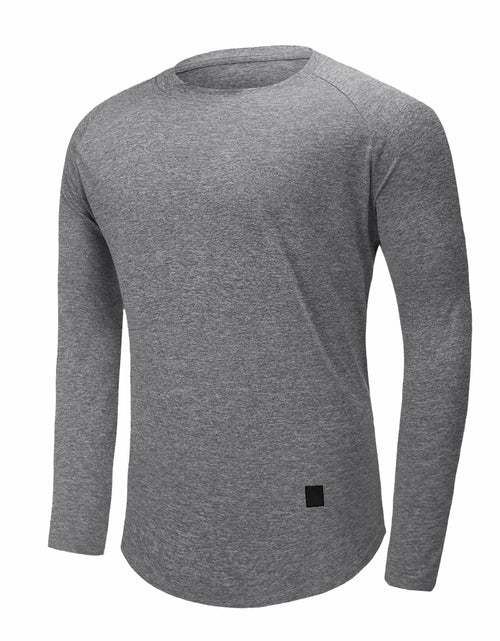 Load image into Gallery viewer, Comdecevis Muscle Big Tall T Shirt Men Gym Workout Long Sleeve Light Grey 3XL
