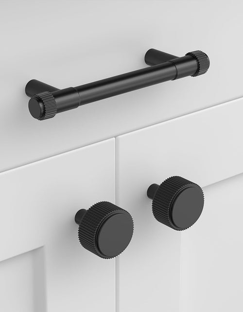 Load image into Gallery viewer, homdiy 10 Pack Matte Black Cabinet Handles 5 Inch Hole Center Zinc Alloy
