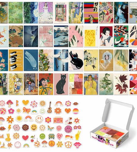 365DoRoTeYa Colorful Boho Wall Art Prints 40PCS Vintage Cottagecore Decor