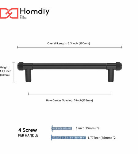 homdiy 10 Pack Matte Black Cabinet Handles 5 Inch Hole Center Zinc Alloy
