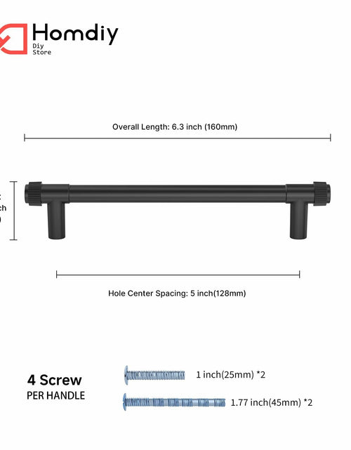 Load image into Gallery viewer, homdiy 10 Pack Matte Black Cabinet Handles 5 Inch Hole Center Zinc Alloy
