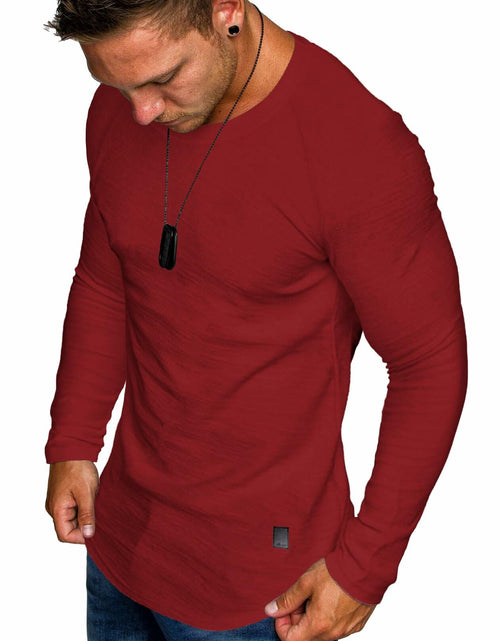 Load image into Gallery viewer, Comdecevis Muscle Slim Long Sleeve T Shirt Men Gym Athletic Red Size L
