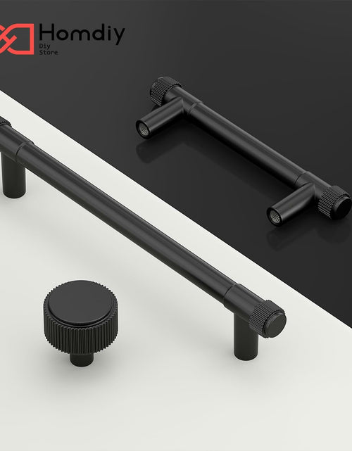 Load image into Gallery viewer, homdiy 10 Pack Matte Black Cabinet Handles 5 Inch Hole Center Zinc Alloy
