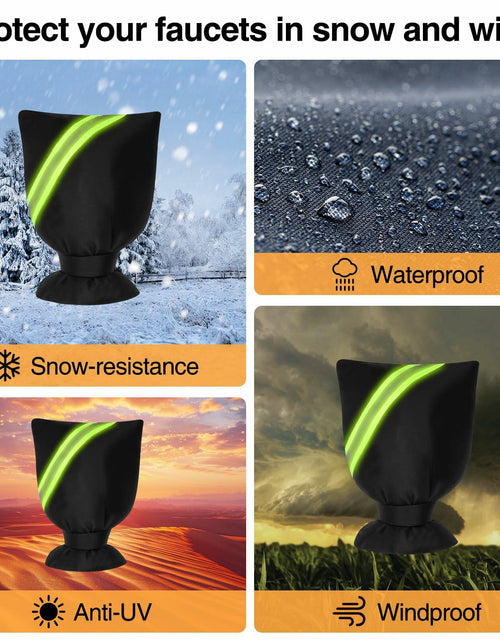 Load image into Gallery viewer, Outdoor Faucet Cover Thickened Waterproof Freeze Protection 8.4x6.8in Black 12pc
