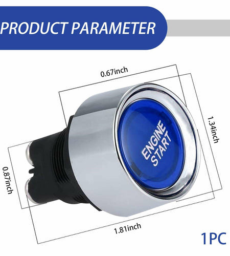 [Like New] DYEKNEE 12V Keyless One-Touch Start Switch 3 Pin Blue Engine Ignition