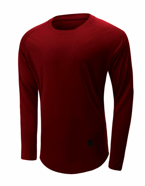 Load image into Gallery viewer, Comdecevis Muscle Slim Long Sleeve T Shirt Men Gym Athletic Red Size L
