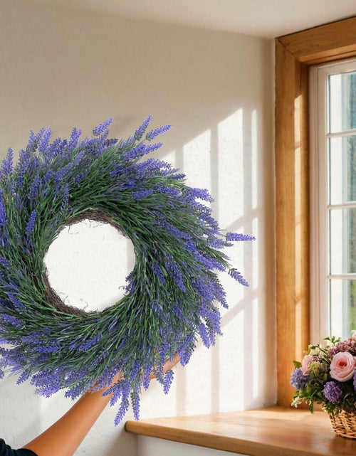 Load image into Gallery viewer, JUST FOR PARTY 18" Lavender Wreath Purple Artificial Spring Summer Decor
