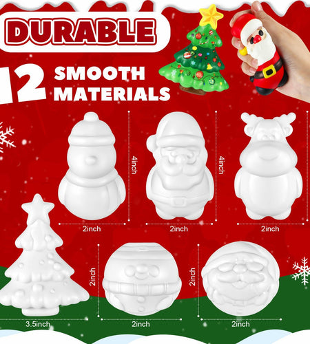 [Like New] Poen 12 Pack Christmas Slow Rise Squeeze Soft Toy Kids Xmas Crafts