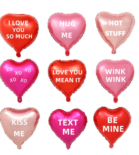 Heart Balloons 18" Foil Mylar Love Balloons Hot Pink Macaron Pink 24 Pcs