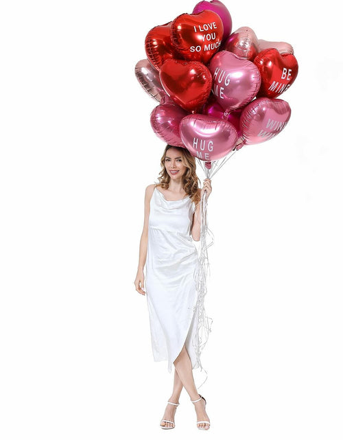 Load image into Gallery viewer, Heart Balloons 18" Foil Mylar Love Balloons Hot Pink Macaron Pink 24 Pcs
