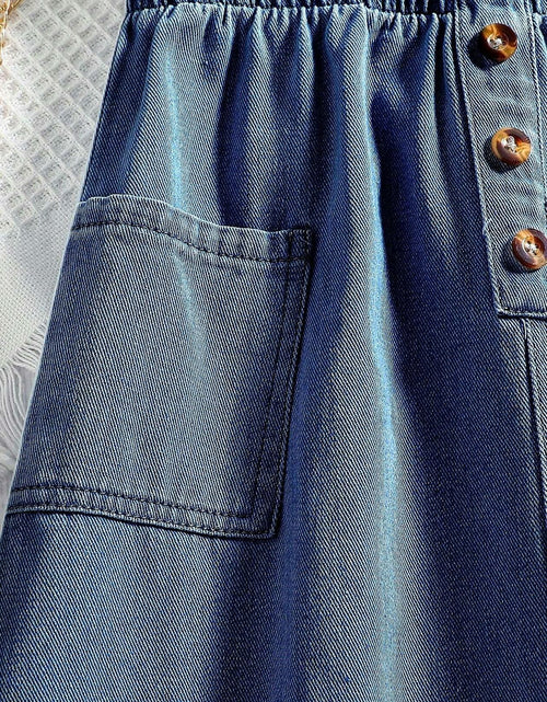 Load image into Gallery viewer, COZYEASE Girls Paperbag High Waist A Line Denim Skirt Dark Wash Size 11-12Y
