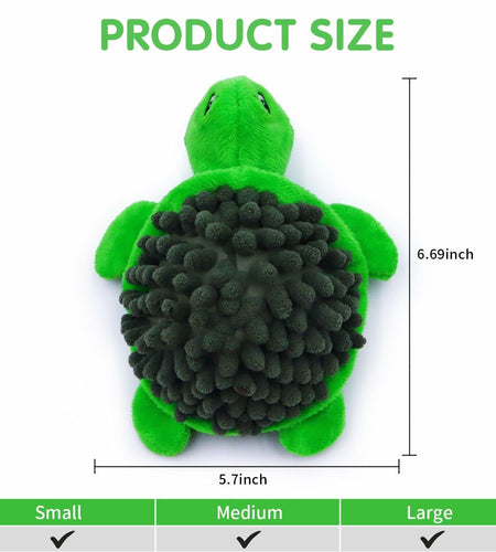 [Like New] Aqezd Turtle Small Dog Squeaky Toy with Ball 2-in-1 Plush Rubber Core