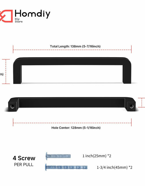 Load image into Gallery viewer, homdiy 25Pack 5in Black Stainless Steel Cabinet Handles Modern Drawer Pulls
