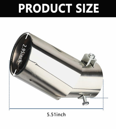 IHOTDER Stainless Steel Car Exhaust Tip 5.5'' Length Bolt-On Bright Silver