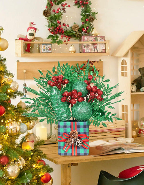 Load image into Gallery viewer, [Like New] Super Holiday Buffalo Check Plaid Green Glitter Mini Christmas Tree Small
