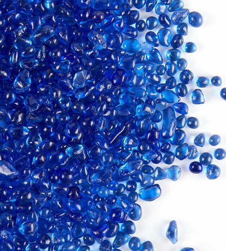 TWINKLING Fire Glass Stones 3-6mm 1lb Jar Cobalt Blue High Luster