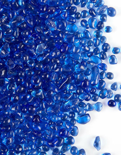 Load image into Gallery viewer, TWINKLING Fire Glass Stones 3-6mm 1lb Jar Cobalt Blue High Luster
