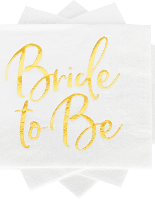 Load image into Gallery viewer, Apriciti Wedding Napkins White Gold Foil Miss to Mrs 50 Pack Disposable
