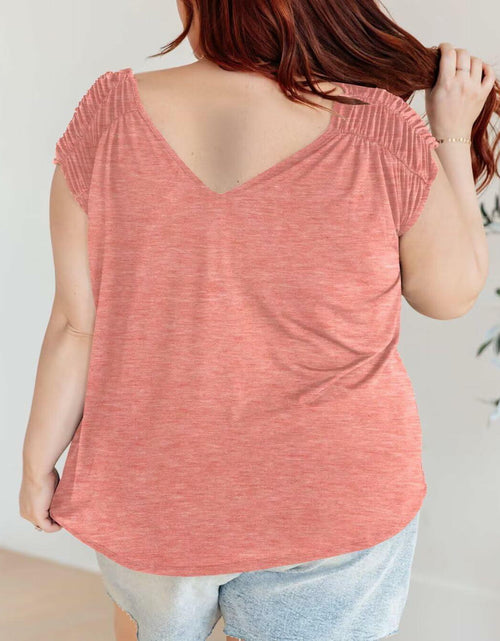 Load image into Gallery viewer, Bliwov Womens Cute Summer V Neck Short Sleeve Casual T Shirt Pink
