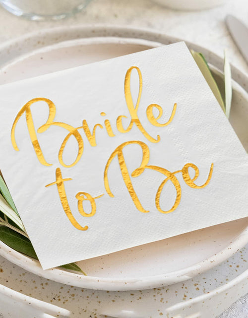 Load image into Gallery viewer, Apriciti Wedding Napkins White Gold Foil Miss to Mrs 50 Pack Disposable
