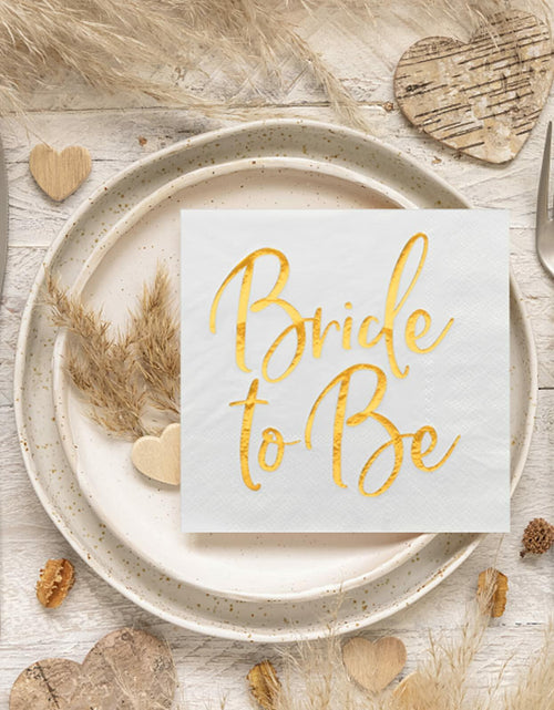 Load image into Gallery viewer, Apriciti Wedding Napkins White Gold Foil Miss to Mrs 50 Pack Disposable
