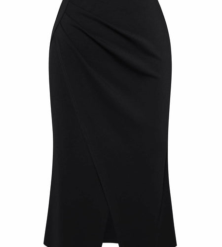 Belle Poque Women's Vintage Wrap Pencil Skirt Knee Length Tummy Control Black M