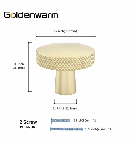 goldenwarm 5 Pack Gold Aluminium Alloy Cabinet Knobs for Drawers