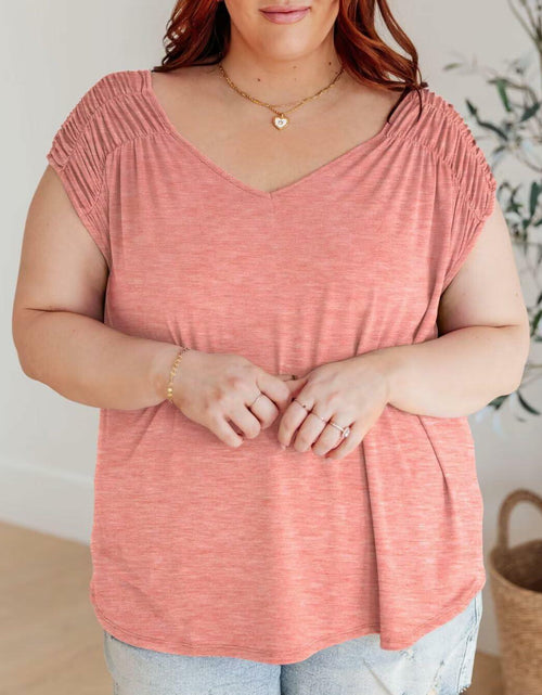 Load image into Gallery viewer, Bliwov Womens Cute Summer V Neck Short Sleeve Casual T Shirt Pink
